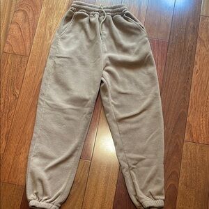 Cozy Kids Fleece Joggers in Tan